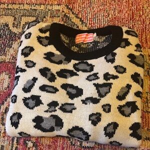 Topman Black and Cream Leopard Print Crewneck Sweater